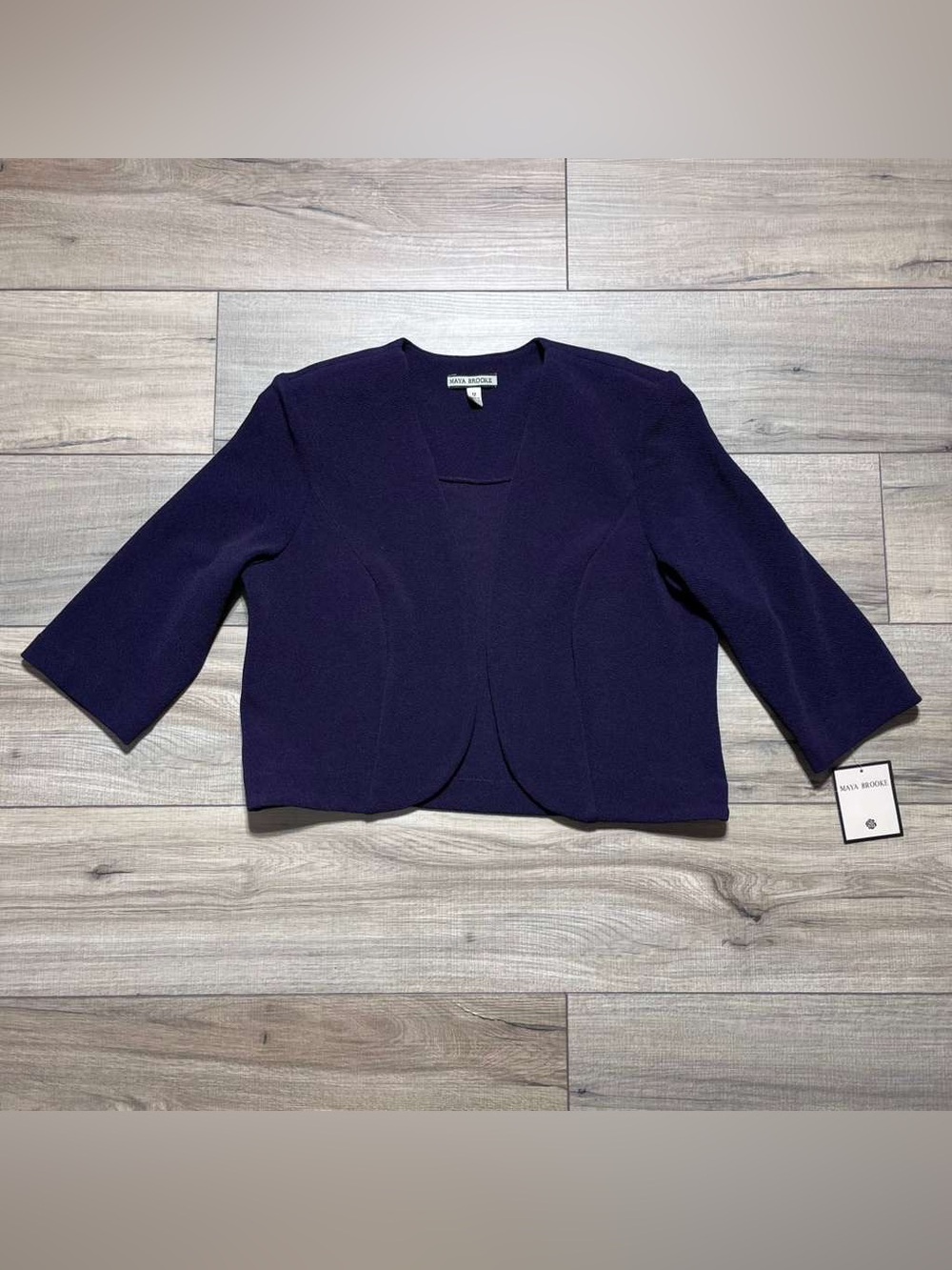 Maya Brooke Women's 3/4 Sleeve Open Front Bolero Bolero Jacket Size 12 Eggplant